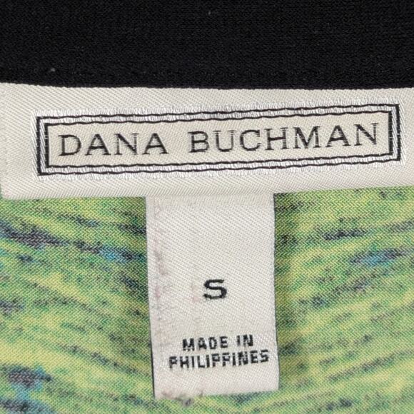 Dana Buchman Women’s Small Top Tropical Leaf Print Short Sleeve Stretch Blouse - Picture 2 of 4